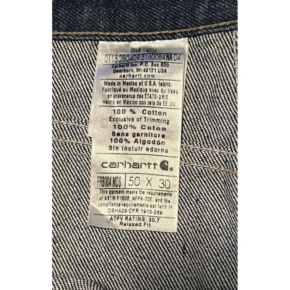 Carhartt FR Flame Resistant Jeans Mens 50x30‎ Blue Relaxed Fit Work FRB004 MOS